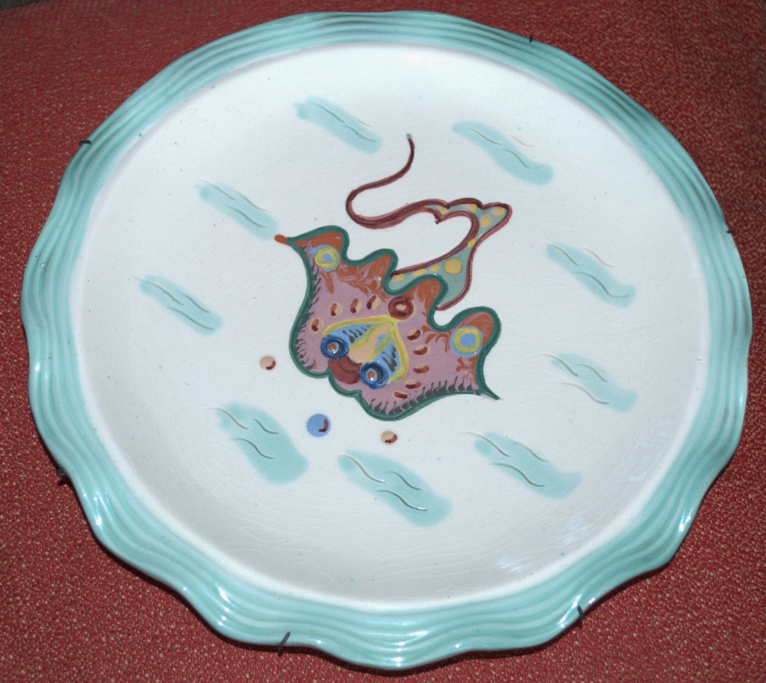 Vallauris Keramiek - Le Poisson - keramisch bord - Atelier Cerenne (1945-1958) verkocht voor € 15!