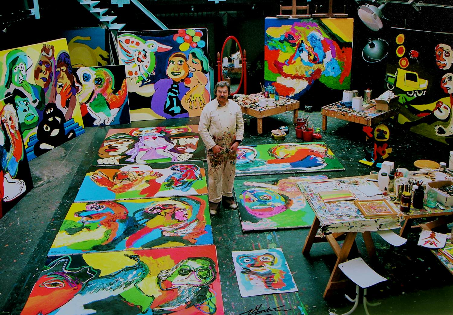 Nico Koster - Ingelijste foto: Portret van Karel Appel in zijn atelier kopen? Bied vanaf 159!