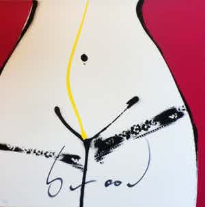 Herman Brood - Kleurenzeefdruk op LINNEN HIPS-MAGENTA Gesigneerd. verkocht voor € 325!