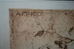 Anton Pieck - De Trap (Montfoort) 1916 - ets in bruin - een van de eerste afdrukken kopen? Bied vanaf 350!