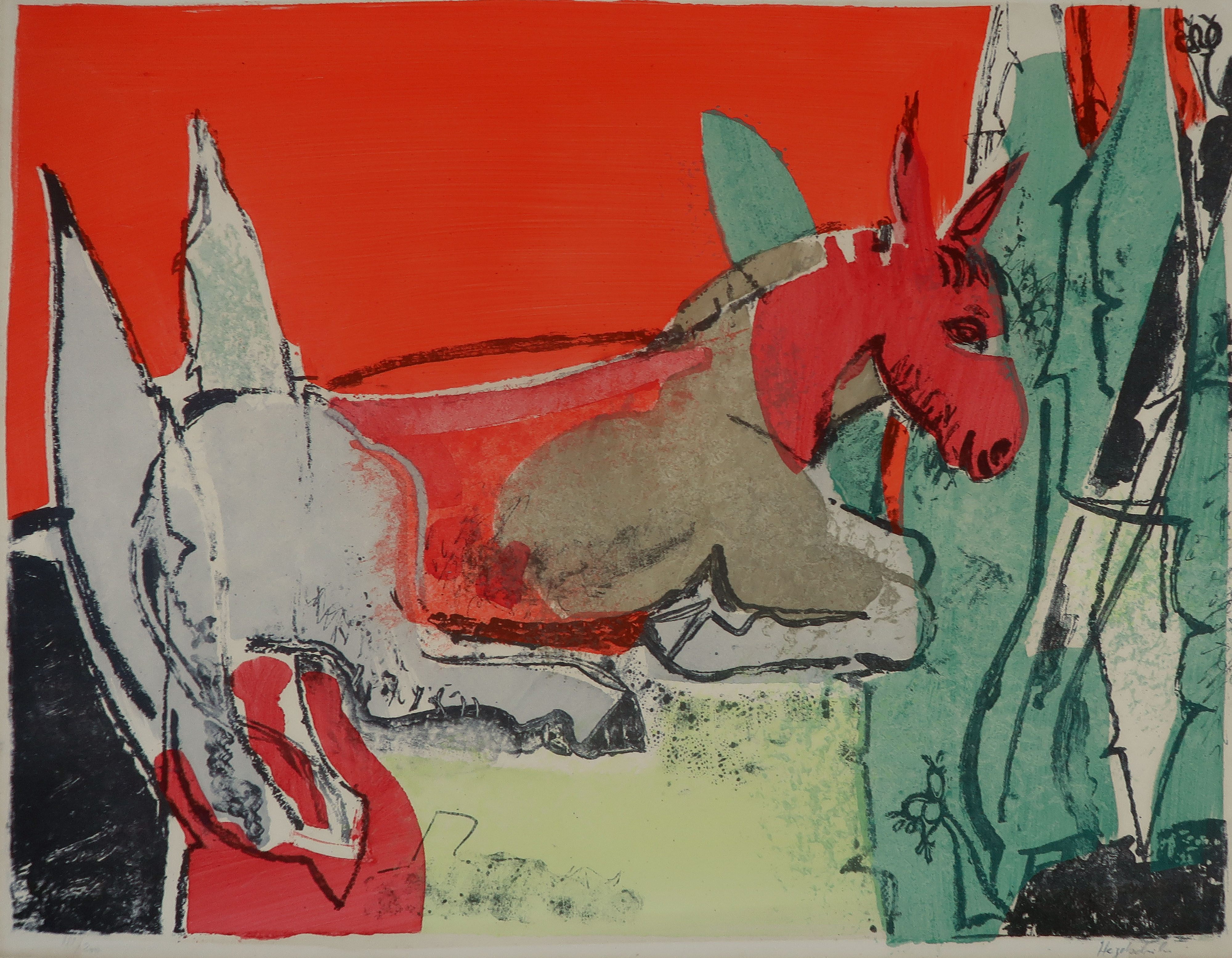 Niet of onleesbaar gesigneerd - Litho, Ezel kopen? Bied vanaf 1!