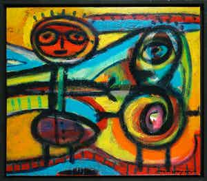 Henk Vierveijzer - Olieverf op doek, Mooi weer - Ingelijst verkocht voor € 350!