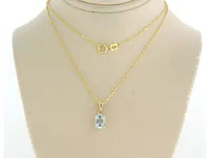 14k geel gouden collier met hanger bezet met blauwe topaas tot. 0,90ct kopen? Bied vanaf 130!
