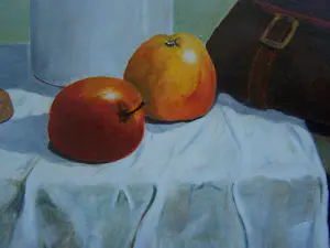 Niet of onleesbaar gesigneerd - Stilleven met appels en tas. C.M Rietveld kopen? Bied vanaf 10!