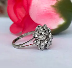 Vintage 18 kt White Gold Rosette Cluster Diamonds ring kopen? Bied vanaf 550!