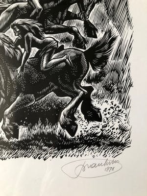 Ivo Damme - Linosnede 'De Walkurenrit' (fraai gelijst!) kopen? Bied vanaf 45!