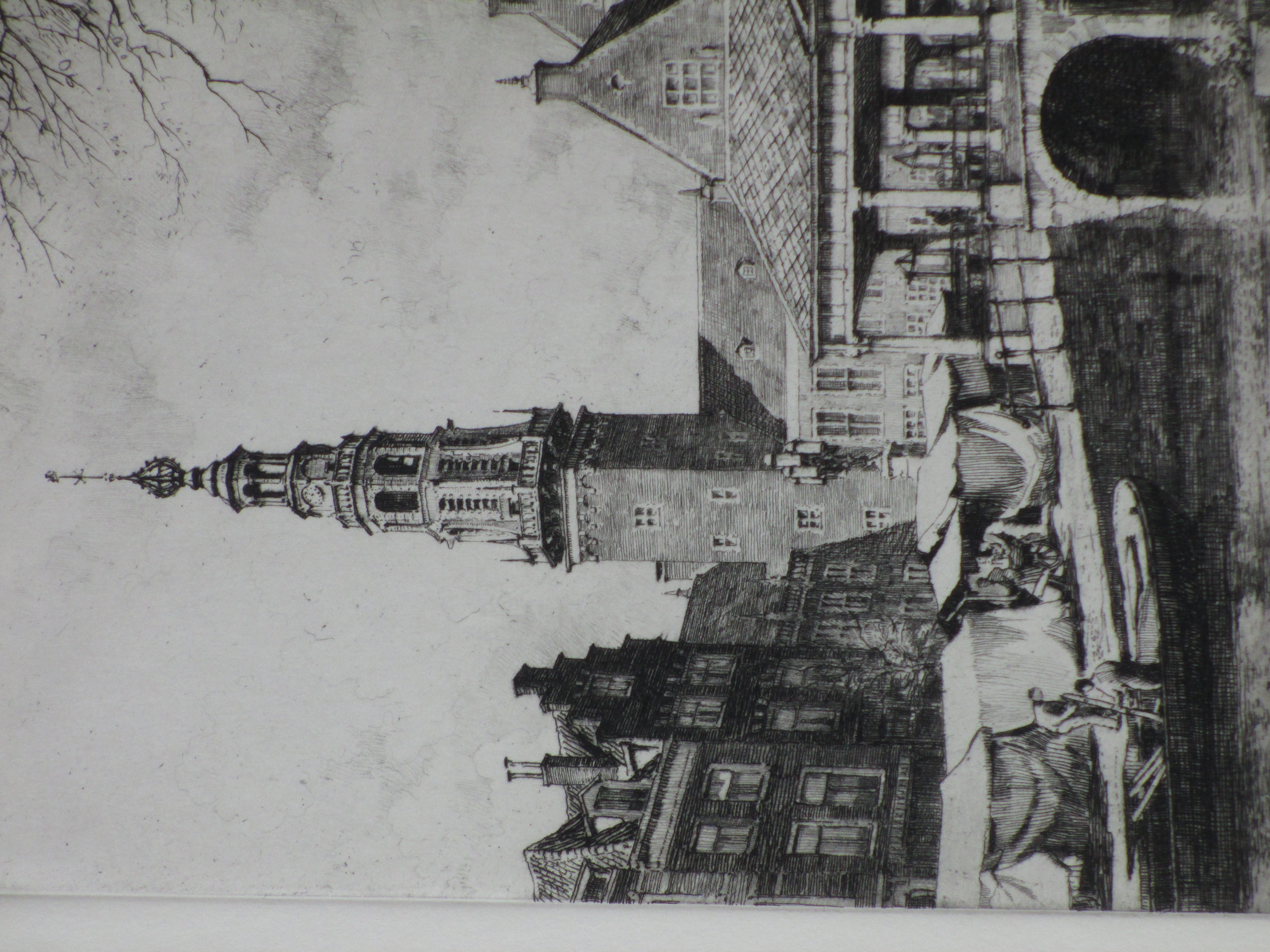 Hendrikus Roodenburg - Korenbeurs en Stadhuis Leiden - Ets kopen? Bied vanaf 40!