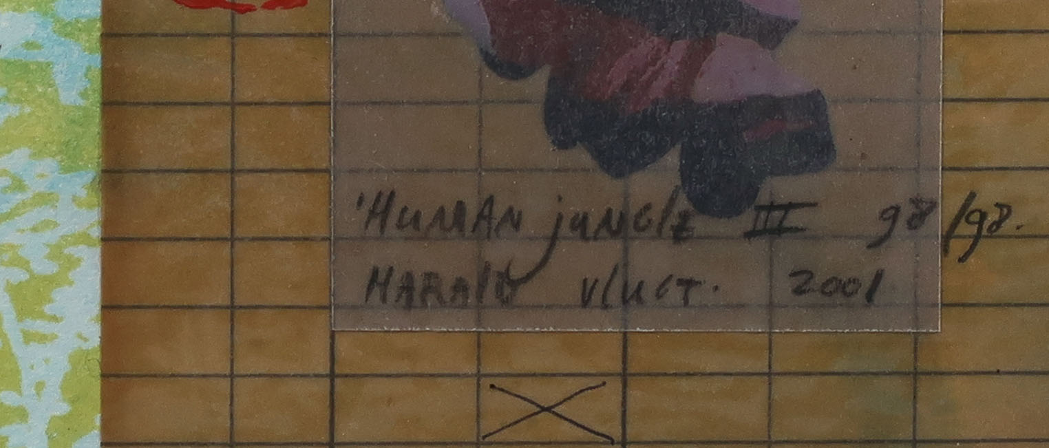 Harald Vlugt - Zeefdruk en collage, Human Jungle III - Ingelijst (Groot) kopen? Bied vanaf 50!