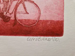 Niet of onleesbaar gesigneerd - Leuke Epreuve d'Artiste droge naald Ets "Bruidegom op fiets" gesigneerd kopen? Bied vanaf 1!