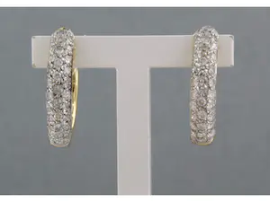 Acheter18k geelgouden creolen bezet met briljant geslepen diamant 0.80ct.- F/G - VS/SI? Enchérissez de 600!