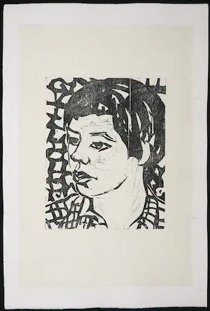 Paul Overhaus - Houtsnede, Portret kopen? Bied vanaf 1!