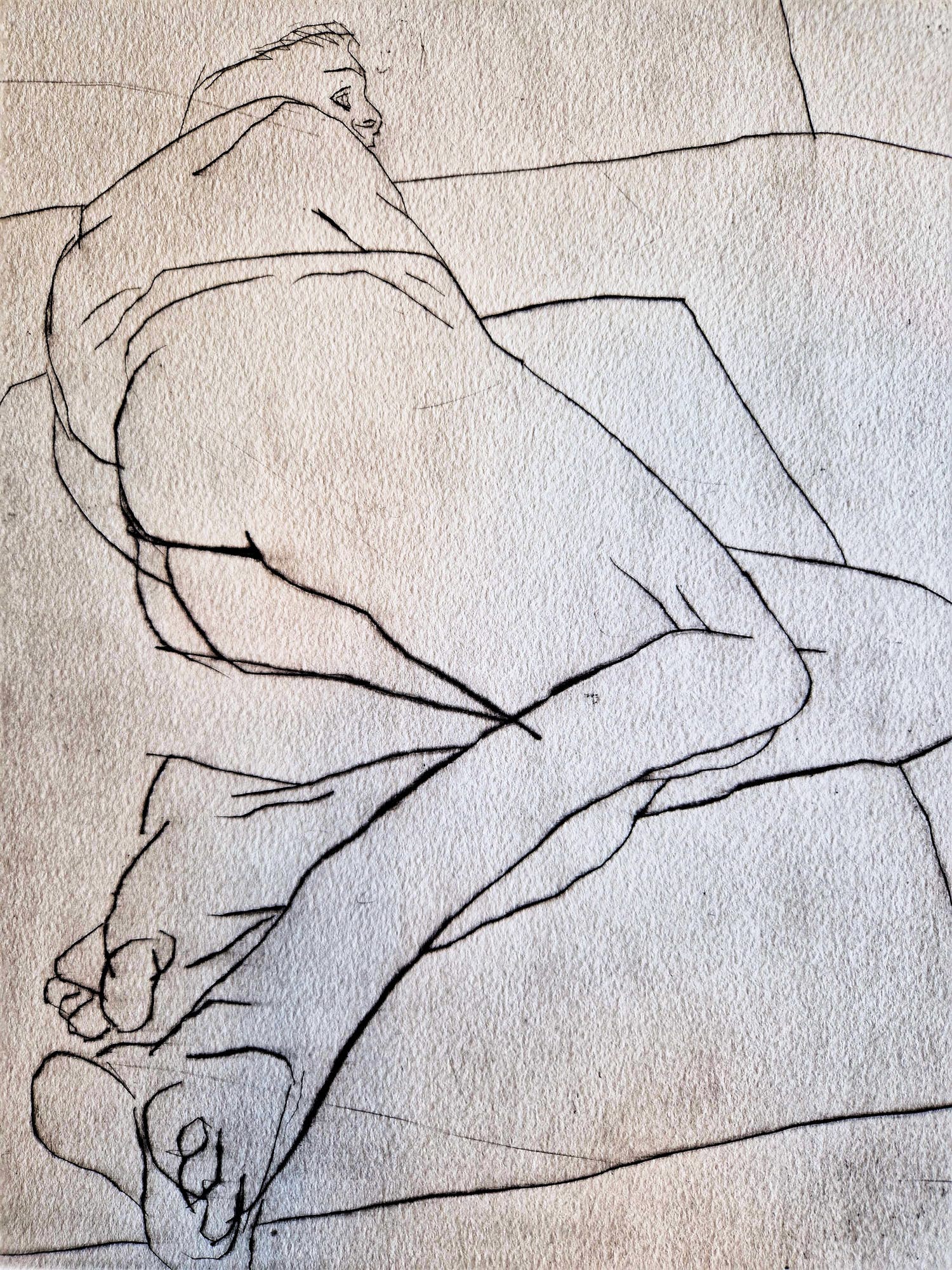 Hans Abbing - Grote en karakteristieke - kleine oplage (3/20) ETS "liggend mannelijk naakt" kopen? Bied vanaf 1!