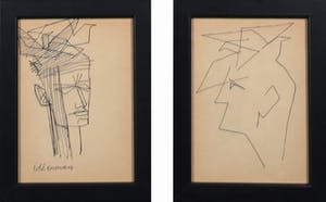 Siep van den Berg - Lot van twee pentekeningen, Ideéenman en man - Ingelijst kopen? Bied vanaf 35!