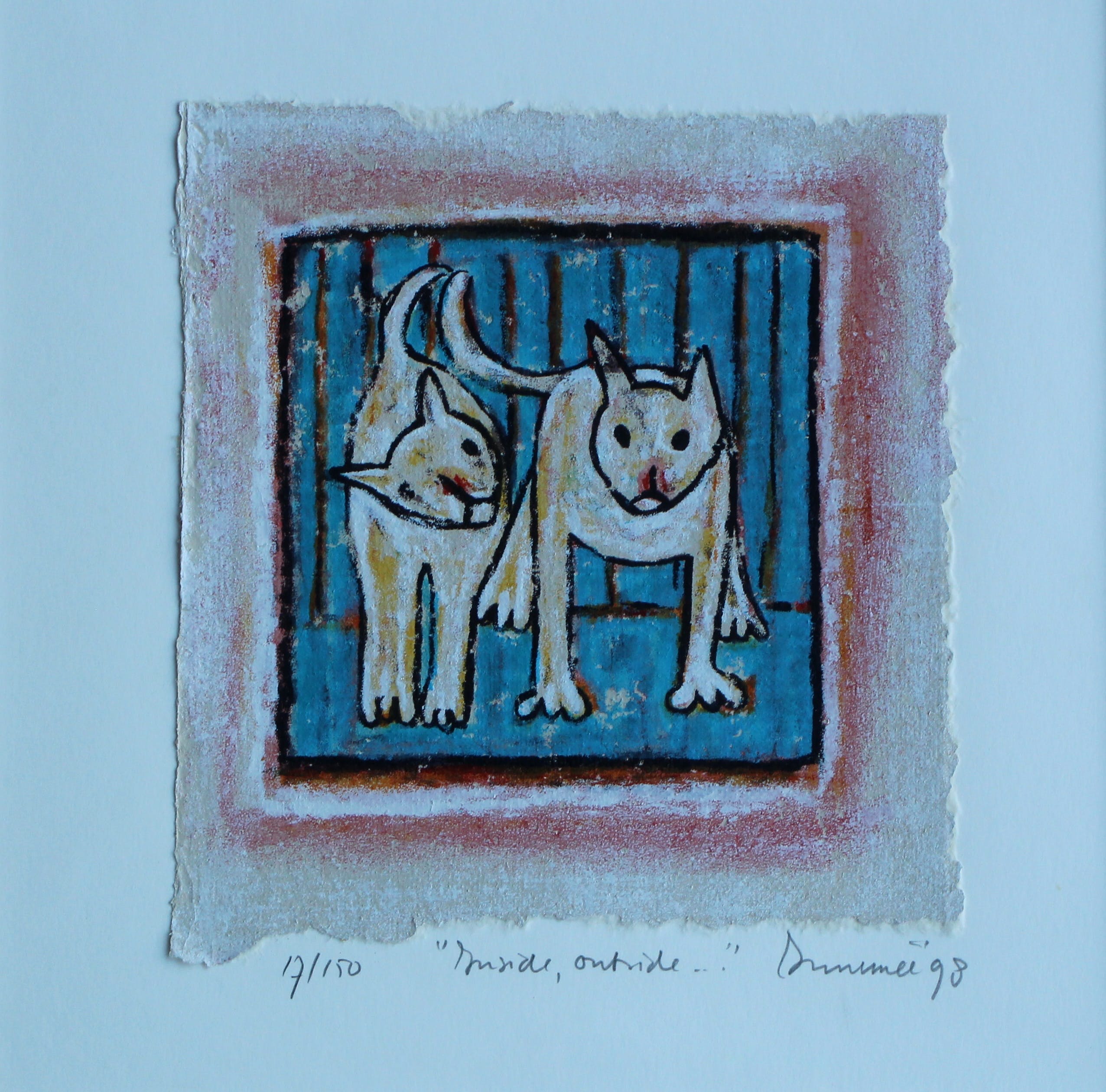 Hans Innemee - ingelijste zeefdruk: inside, outside - 1998 verkocht voor € 79!