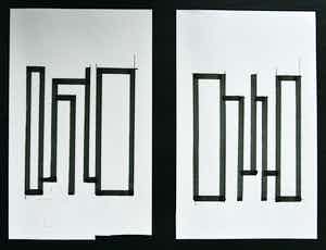 Siep van den Berg - SET 2 Pentekeningen# ABSTRACTE COMPOSITIES # potlood en inkt, 1990 verkocht voor € 59!