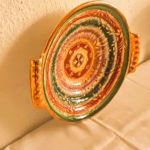 Royal Boch - Obstschale mit Henkel Keralux Boch Freres Sultane handbemalt vergoldet Art Deco kopen? Bied vanaf 120!