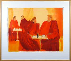 Wil Willemsen - Zeefdruk, Lunchtime - Ingelijst (groot) verkocht voor € 50!