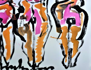 Anton Heyboer - 4 vrouwen .Krachtige sierlijke kleurige schildering . kopen? Bied vanaf 550!