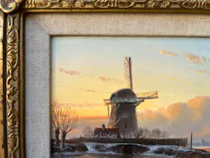 AcheterAnton Karssen - Winters landschap met vrouw op een pad bij een molen? Enchérissez de 390!