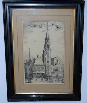 Claes Jansz. Visscher - [2x] 17e Eeuw: Stadhuis & Montelbaanstoren Amsterdam kopen? Bied vanaf 60!