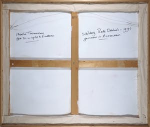 Marieke Thomassen - Acryl op doek, Rode dahlia's - Ingelijst (Zeer groot) kopen? Bied vanaf 100!