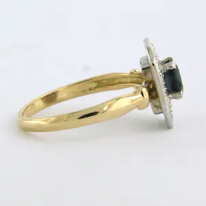 18k bicolour goud ring met saffier en single cut geslepen diamant - rm 16.25 kopen? Bied vanaf 200!