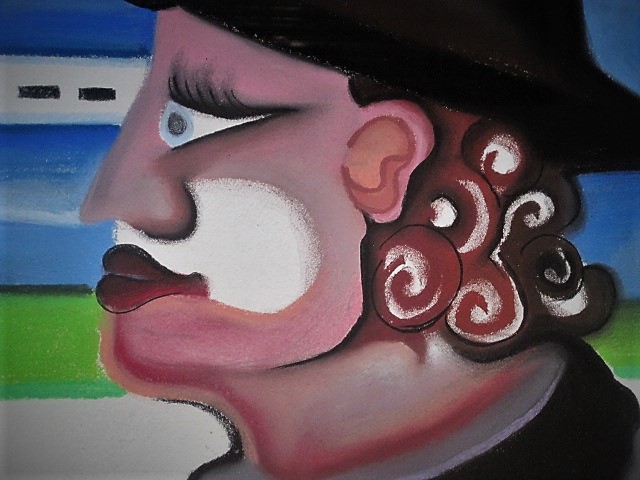 Wim Hendriks - Bijzonder Pastel van Noord Hollandse Expressionist "streng gelovige op fiets" kopen? Bied vanaf 1!