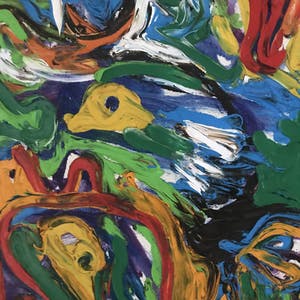 Finn Pedersen - Olieverf op doek - 2008 - zeer kleurrijk werk kopen? Bied vanaf 465!