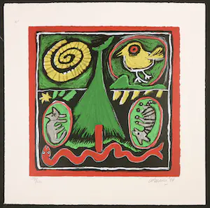 Corneille - Zeefdruk, Oiseau, chat et serpent kopen? Bied vanaf 1!