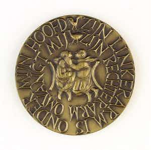 Niel Steenbergen - Bronzen penning: Huwelijkspenning, 1973 verkocht voor € 60!