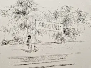 Metten Koornstra - 1964 - karakteristieke & grote Litho "man en hond op perron" gesigneerd kopen? Bied vanaf 1!