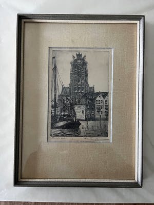 Marius Johannes Janssen - Dordrecht - Ets, Ingelijst kopen? Bied vanaf 45!