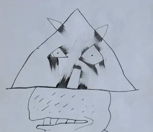 Lucebert - Oost-Indische inkt op papier | 'Tête Triangulaire' | 1981 (INGELIJST) kopen? Bied vanaf 950!