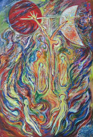 Willem Claassen - Acryl op doek, Paaslam II - Ingelijst (Zeer groot formaat!) kopen? Bied vanaf 50!