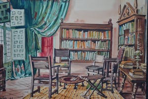 Niet of onleesbaar gesigneerd - Aquarel - Casa Lope de Vega, La tertulia en el estudio - Gesigneerd - 1961 kopen? Bied vanaf 1!