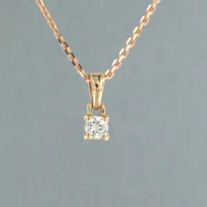 14k rose gouden collier met solitair hanger met briljant geslepen diamant 0.13ct kopen? Bied vanaf 1!
