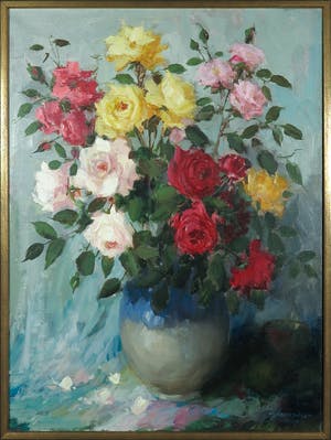 Theodorus van Oorschot - Olieverf op doek, Bloemstilleven - Ingelijst kopen? Bied vanaf 250!