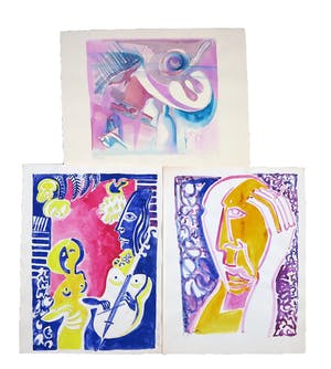 Joe Wols - Lot van drie aquarellen, Figuren kopen? Bied vanaf 1!