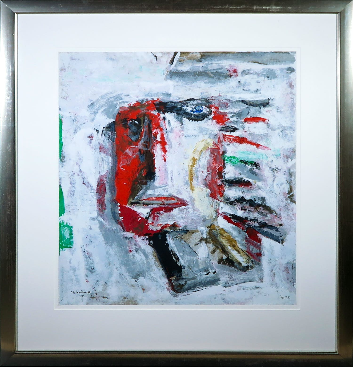 Nico Molenkamp - Zeefdruk, Figuur - Ingelijst (Groot) verkocht voor € 1!