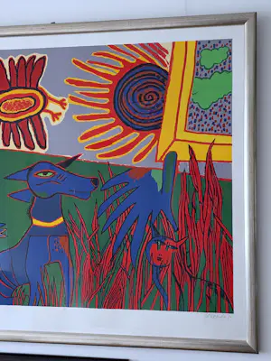 Corneille - Le chien bleu - Gesigneerd - 1990 - Groot Werk kopen? Bied vanaf 1150!