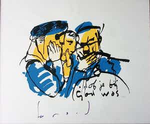 Herman Brood - Of je bij God was - gesgineerd - 350 ex. Certificaat - ingelijst verkocht voor € 1!