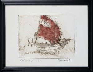 Anton Heyboer - Ets, Bootje - Ingelijst kopen? Bied vanaf 160!