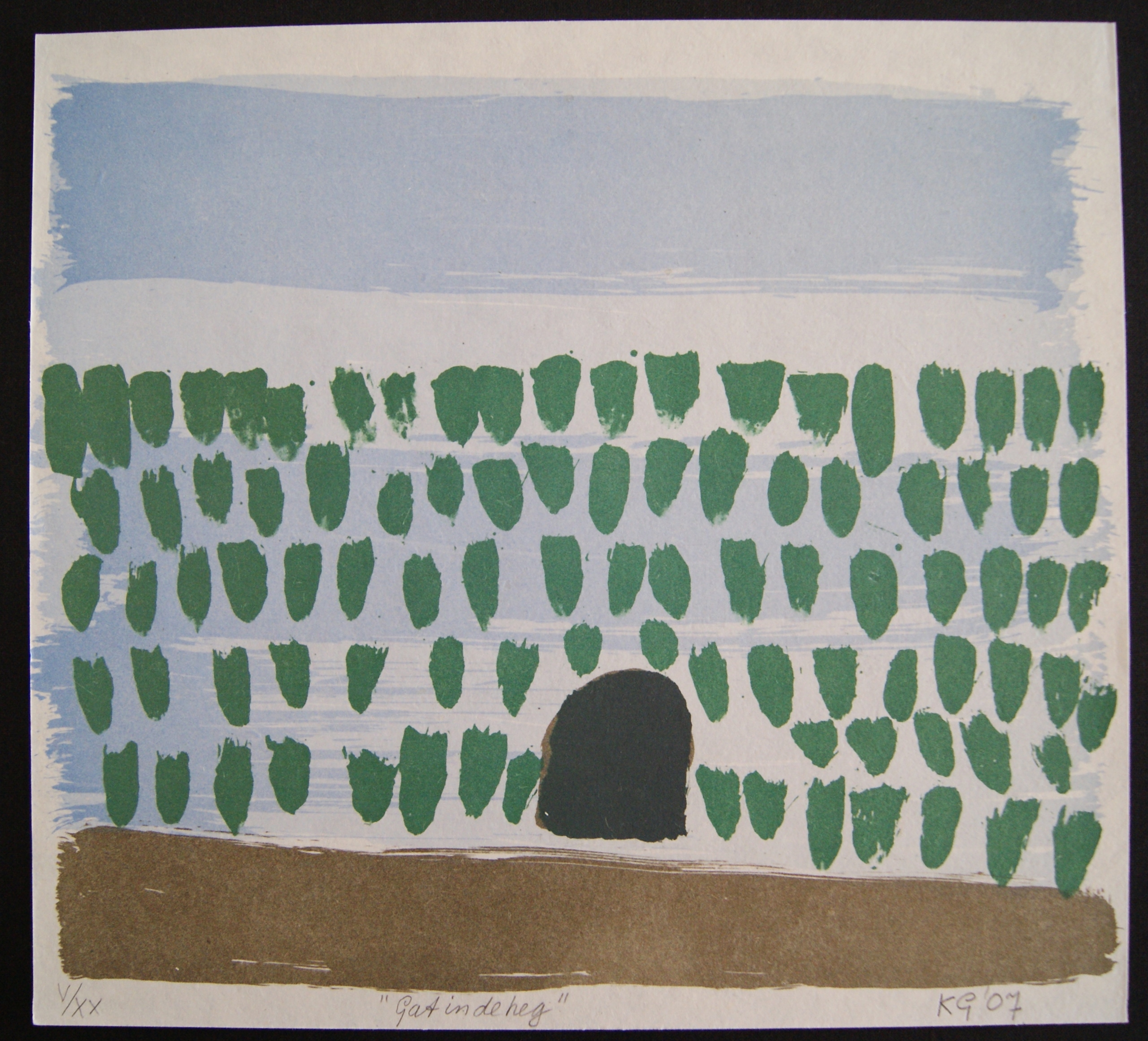 Klaas Gubbels - litho 'Gat in de heg' - 2007 verkocht voor € 145!