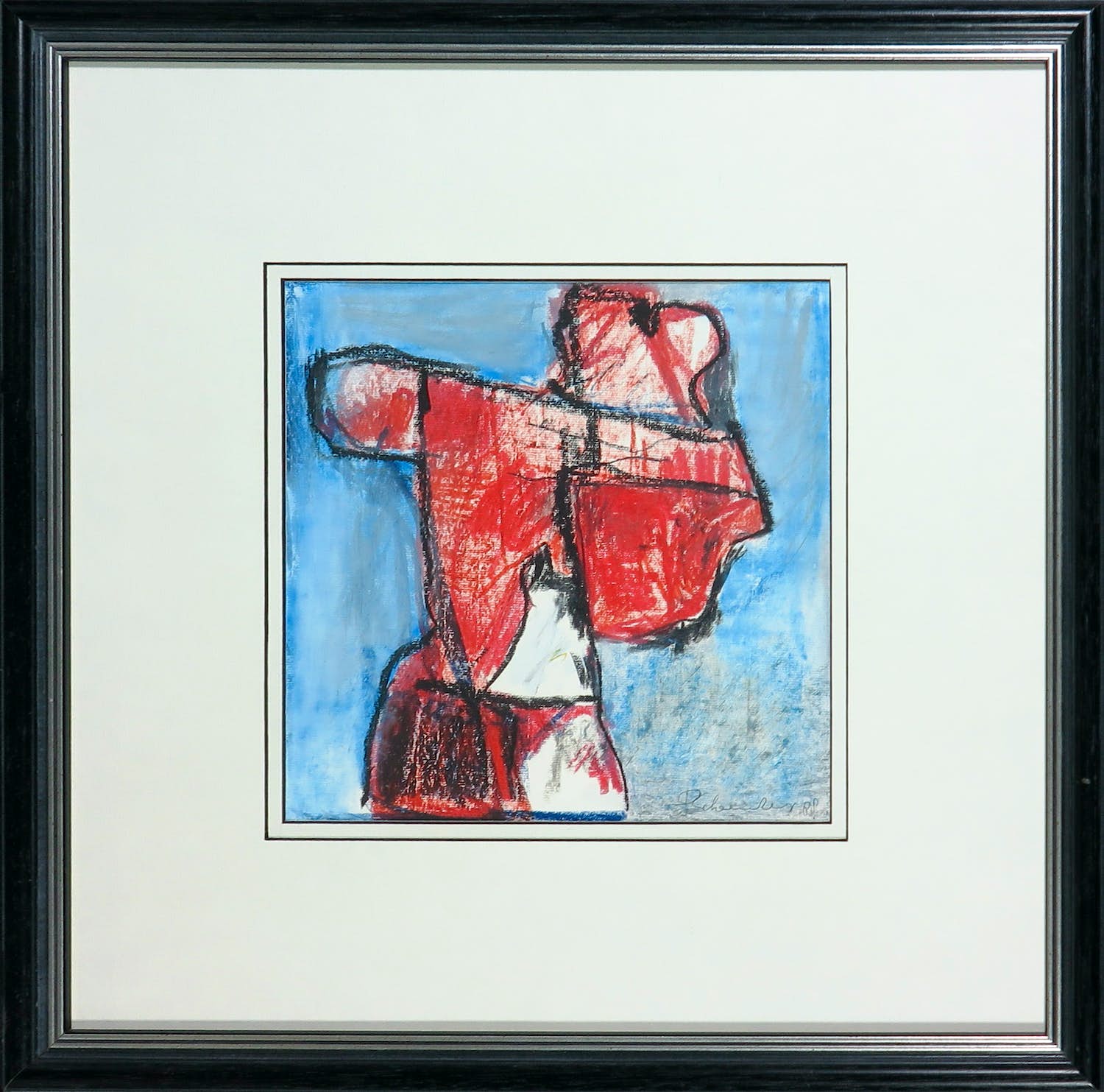 Piet Schoenmakers - Krijttekening, La femme perdu - Ingelijst verkocht voor € 100!