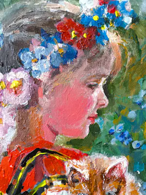 Vladimir Goussev - Portret van een meisje met een kitten kopen? Bied vanaf 400!