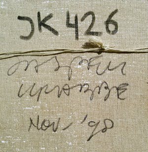 Jasper Krabbe - Semi-abstracte compositie, gemengde techniek op doek kopen? Bied vanaf 650!