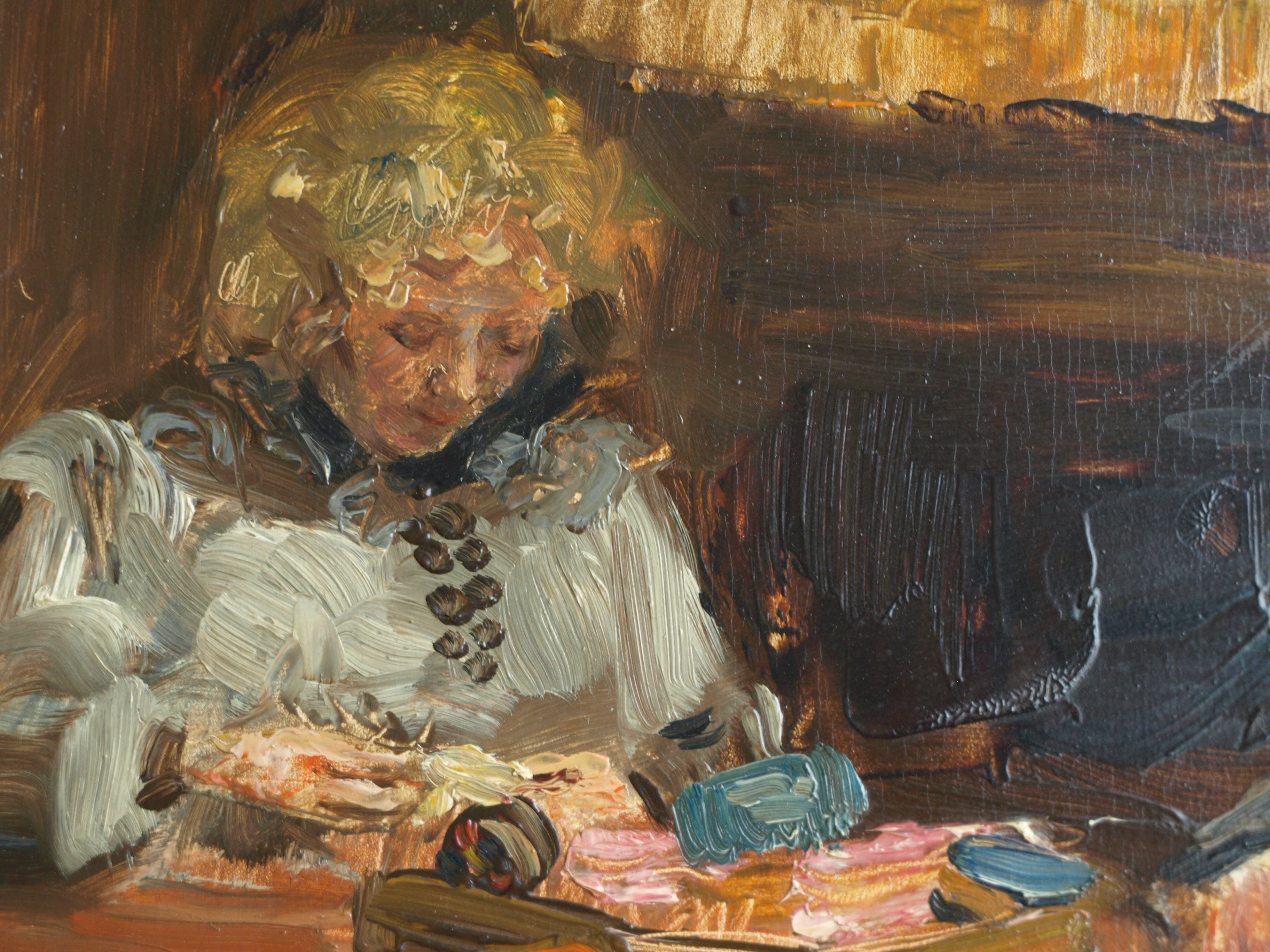 Bethijl Philippus van Romondt - Olieverf op paneel , Aan de tafel – gesigneerd & ingelijst – 1939 kopen? Bied vanaf 175!