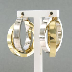 18k bicolor gouden creolen - afm. 3,0 cm x 1,1 cm kopen? Bied vanaf 350!