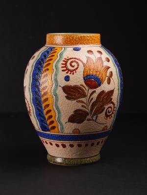 Plateelbakkerij Zuid-Holland - Vaas met floraal decor 'JOMA' | Nederland | 1957 kopen? Bied vanaf 19!