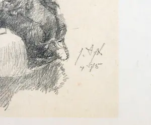 Jo van Dijk - Potloodtekening, Aardappel en ei met roos kopen? Bied vanaf 1!